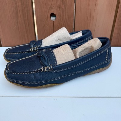  LL Bean Womens Size 10M Blue Grand Lake Braided Leather Moccasin slip on 