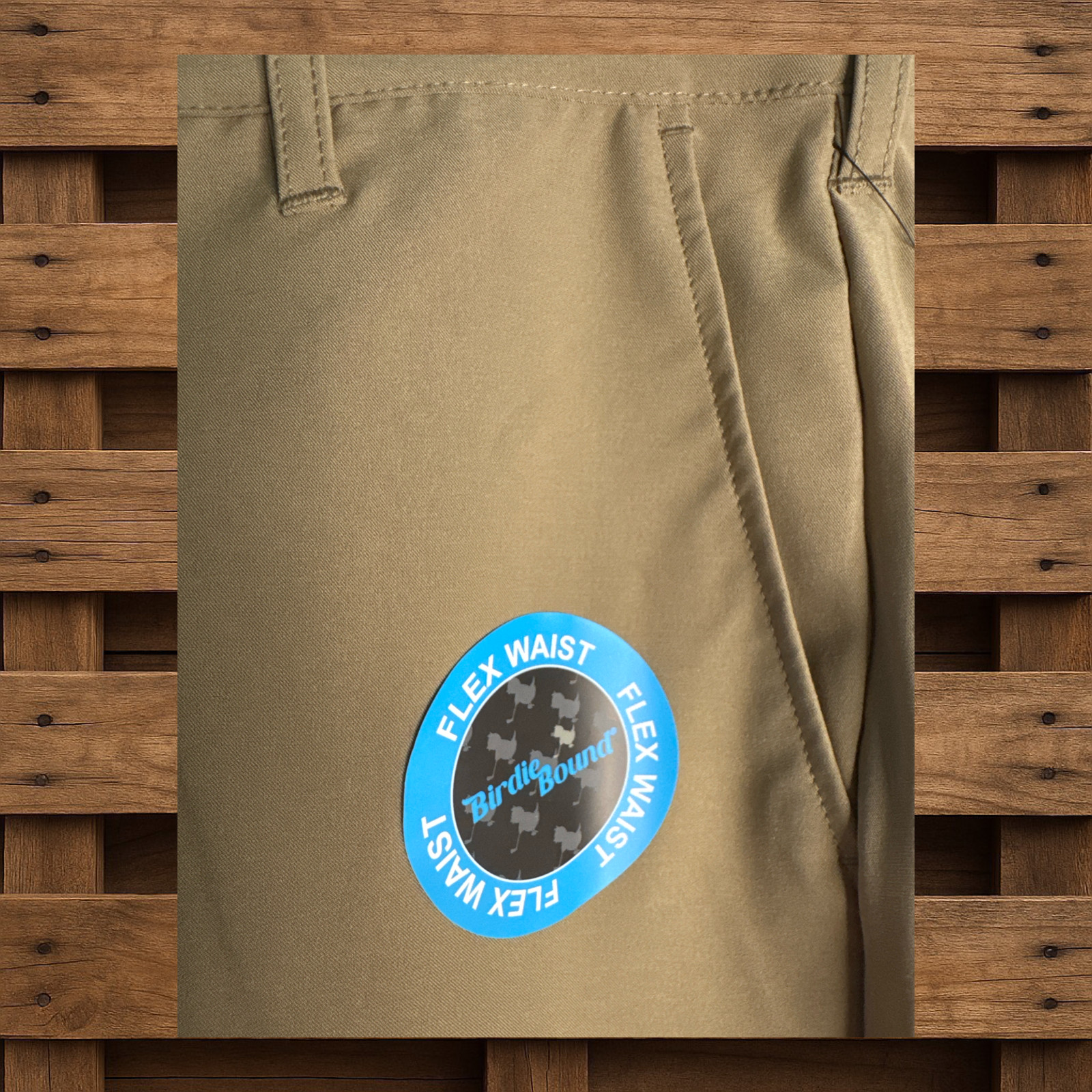 Birdie Bound Gotcha Man Golf Pant Light Khaki 34X30  Stretch, Flex Waist New