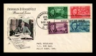 US COVER ROOSEVELT MEMORIAM SERIES FDC SCOTT 930-933 HAND COLORED ARTCRAFT
