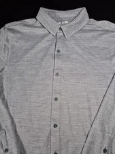 Mens Large 01. Algo Performance Merino Wool Long Sleeve Button Up Shirt Gray