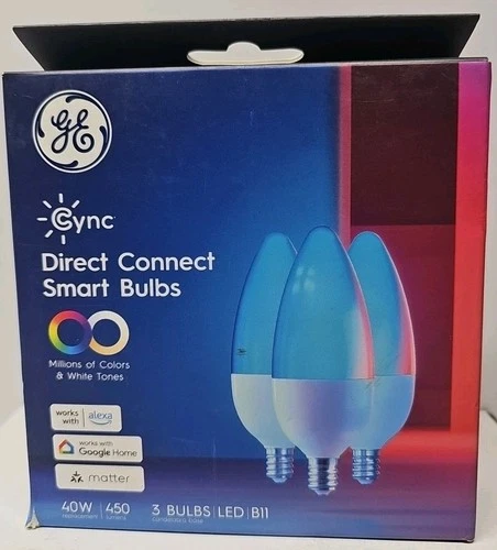 GE CYNC Smart Color Change Bulbs WiFi Compatible w Alexa & Google 40W B11