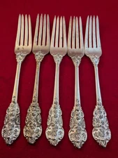 Lot Of 5 Vintage FB Rogers GRAND ANTIQUE Silverplate Dinner Forks Flatware