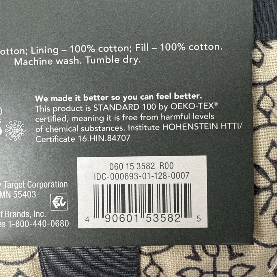 Threshold Azul y Blanco Acolchado Hilo de Algodón Rev Talla Estándar Almohada Falsa NUEVO Foto 4 de 4