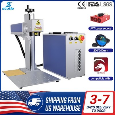 100W JPT MOPA Fiber Laser Engraver Rotary 200x200mm Lens EZCAD Lite Metal