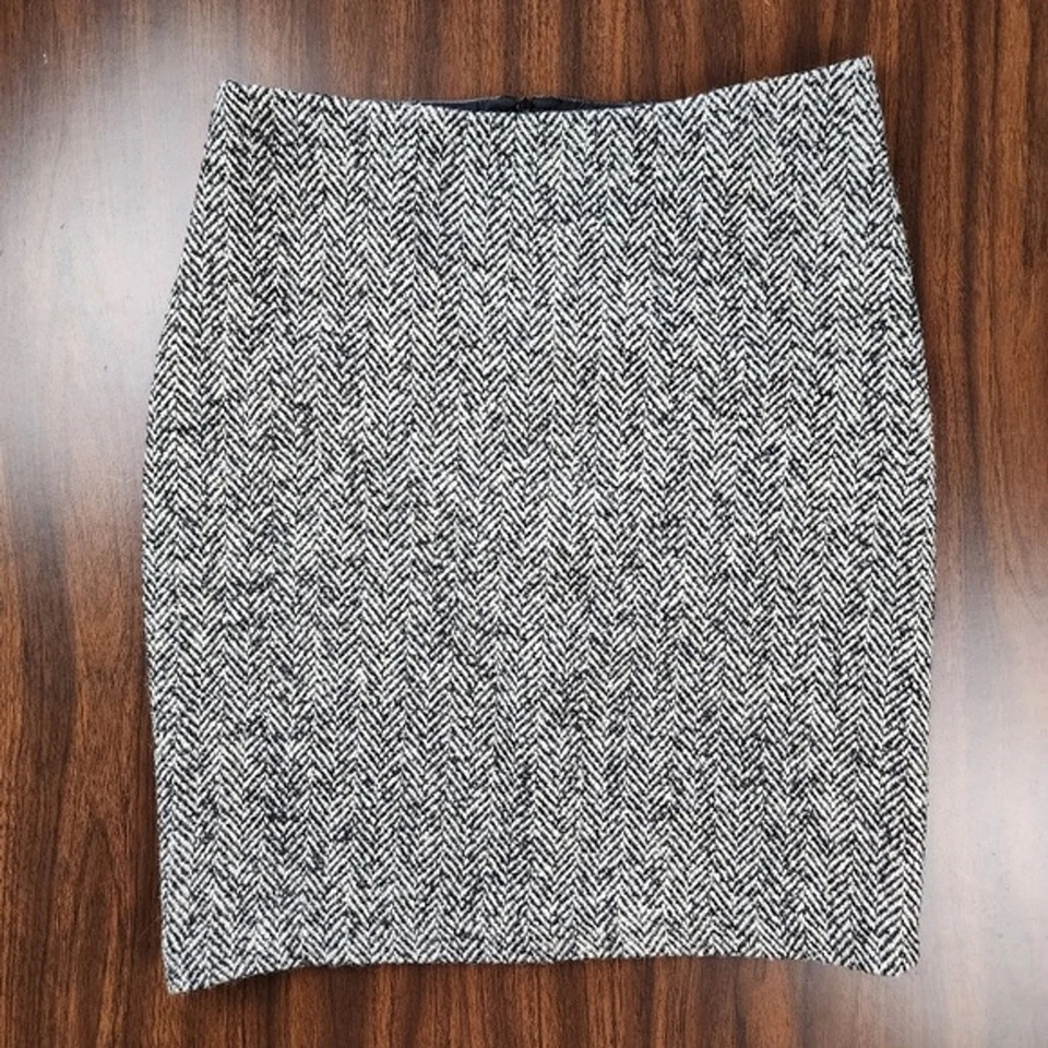 Falda lápiz vintage de lana de cuero Laundry de Shelli Segal negra espiga 6 Foto 4 de 4