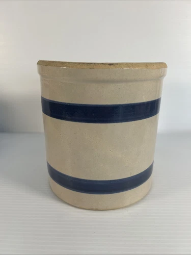 Vintage Crock RRP Co Blue Stripe Roseville Ohio Pottery USA