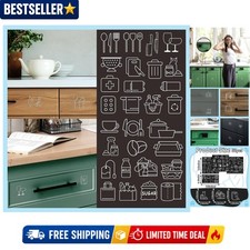Kitchen Cabinet Labels Decals 52 Pcs White Vinyl Rectangular Removable