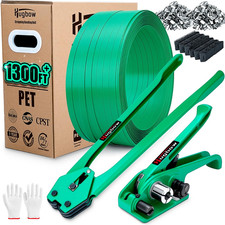 Banding Strapping Kit, Heavy Duty Pallet Packaging Kit with 1500lbs 5/8" x 1300