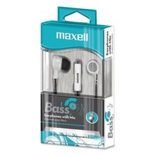 Maxell 199725 B-13w Earbud W/ Mic White Accs Heavy Bass