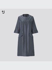 UNIQLO x Jil Sander +J Silk Blend Half Sleeve Dress Dark Gray Size M (US S)  New