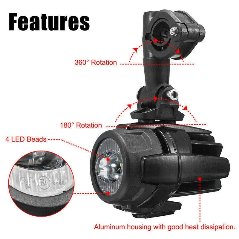 Adventure Motorcycle White LED Fog Lights Auxiliary For BMW R1200GS 750GS  , Foto 2 de 4