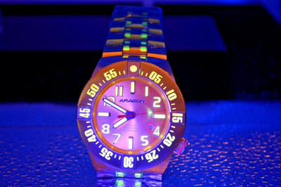 Aragon  50mm Model- A046  Orange Bioluminescence Automatic Watch / Bracelet
