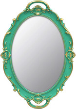 Vintage Mirror Small Wall Mirror 14.5 X 10 Inches Oval Green