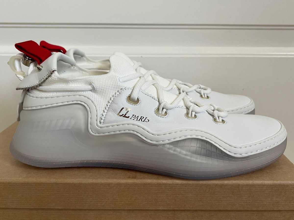 Christian Louboutin Arpoador White Leather Drawstring Low Top Sneakers 42.5 CHRISTIAN LOUBOUTIN Arpoador Sneakers in Gray | Size 46  main image 4