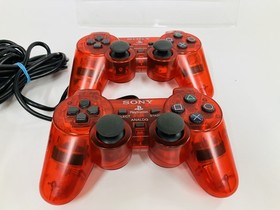 PS2 Controllers Skeleton Red Clear SCPH-10010  Dual Shock 2 Tested & Memory card