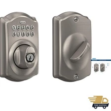 BE365 V CAM 619 Camelot Keypad Deadbolt, Electronic Keyless Entry Lock, Satin...
