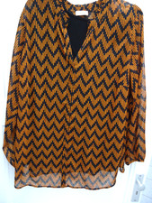 Tolle TRIANGEL Tunika Bluse gr 48,doppellagig, Schwarz Goldbraun, Neuwertig