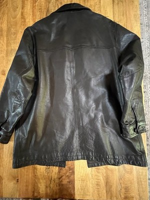 90s GAP Leather Men's Car Coat XL Black | eBay