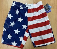 RWB American Flag 3 Pockets Men  s Swim Shorts Trunks Swimsuit S, M, L, XL, XXL