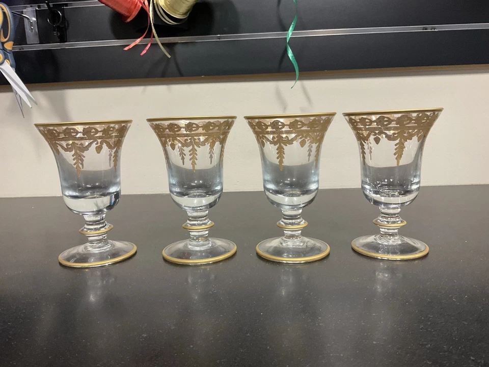 Juego de 4 vasos de agua/vino oro Arte Italica Vetro NUEVO sin caja Foto 2 de 4