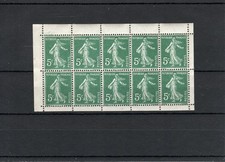 TIMBRE FRANCE SEMEUSE 1907 N°137 NEUF** MNH FEUILLET CARNET