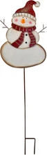 Christmas Snowman Garden Stake Metal Yard Sign Snowman Decoration, LED Nose Snow