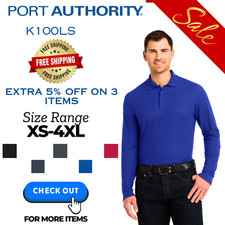 Port Authority K100LS Mens Long Sleeve Classic Polo Everyday Office Work Shirt