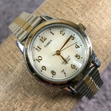 Timex Indiglo Women MOP Dial Two Tone Expansion Band Quartz Analog Watch 5 1/2"