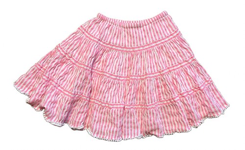 Mini Boden Hot Pink White Stripe Tiered Pull On Twirl Skirt Girls Size 5/6 - Picture 5 of 5