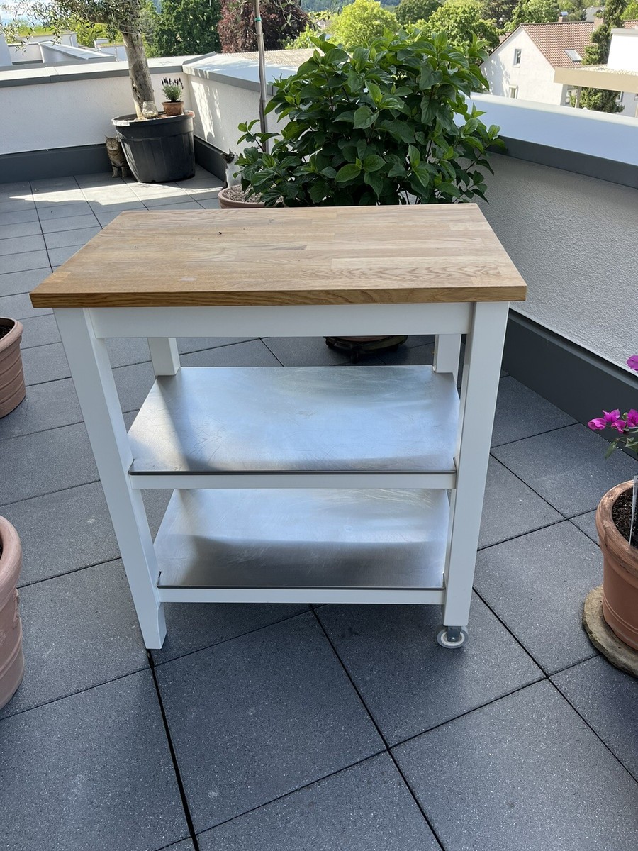 servierwagen ikea , rollen, holz, weiß