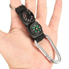 Mini Brújula Multifunción Camping Supervivencia Termómetro Mosquetón Llavero Kit