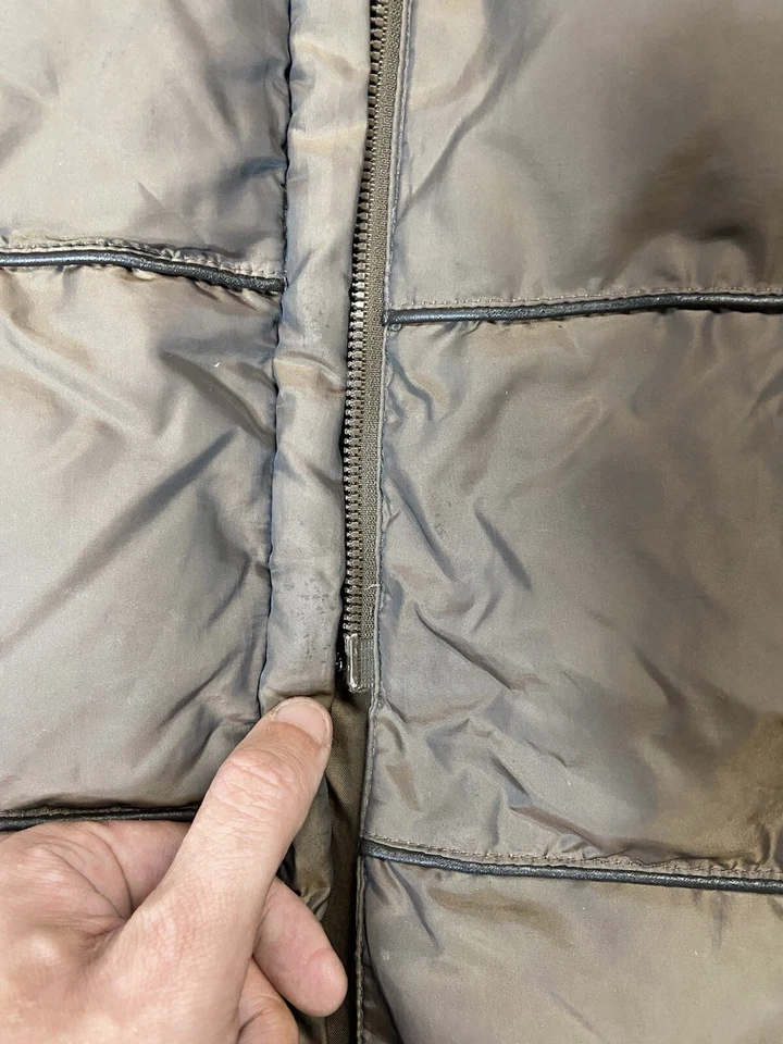 Via Spiga Women Size M Long Brown Hooded Zip Up Puffer Coat Jacket Fur Line Hood - Image 3 of 4