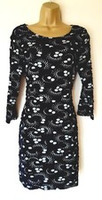 Phase Eight Dress Sz 10 Excellent! Black White Stretch Bodycon Dots 