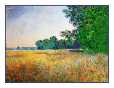 Impressionist Monet's Giverny Oat and Poppy Field Counted Cross Stitch Chart
