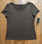 NWT ELEMENTZ Ladies Dark Gold Round Neck Short Sleeve Blouse - SZ Medium — photo 1