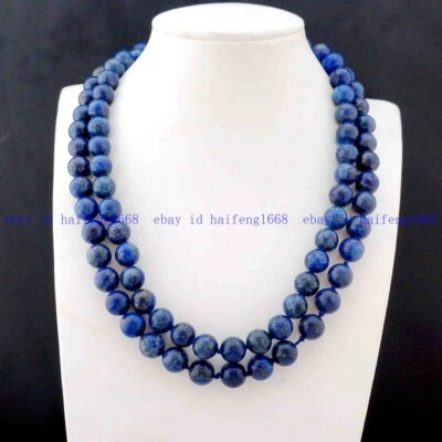Natürliche 10mm Blau Lapis Lazuli Runde Edelstein Perlen Halskette 14-100" - Bild 1 von 4