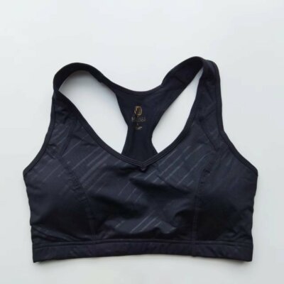 Balance Collection Racer Back Sports Bra-Removable Cup Black Striped size L