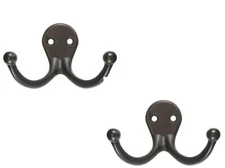  1 in. L Oil Rubbed Bronze Bronze Metal Small Double Garment Hook 2 pk
