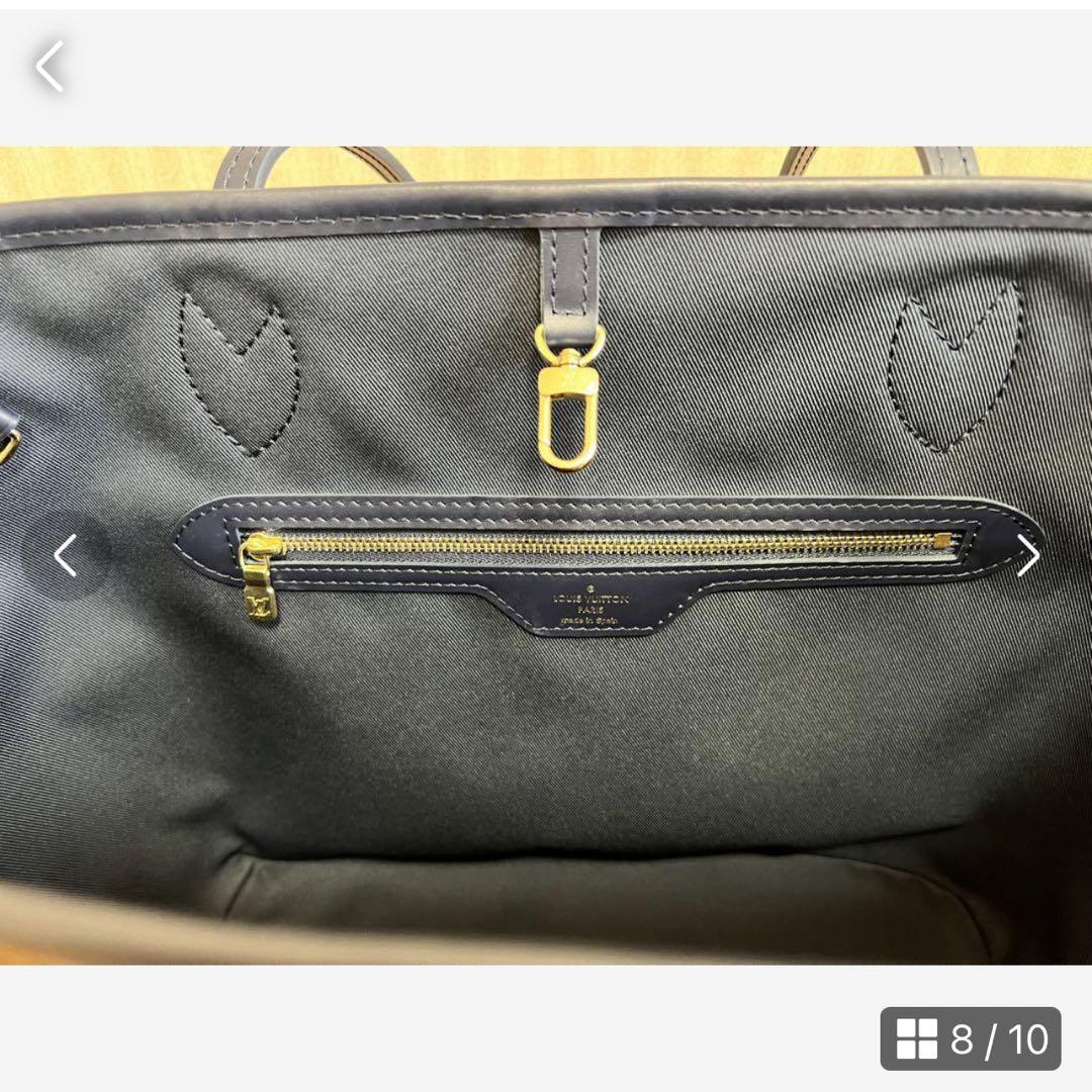 LOUIS VUITTON M22921 Monoglam Neverfull MM Blue Tote Bag Rare 