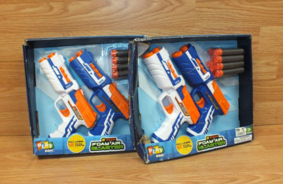 Lot of 2 - 2 Pack Foam Air Blaster Soft Dart Toy Guns With Extra Darts!