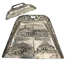 Chicago World's Fair Souvenir Metal Pan Crumber 1933 Silver Tone Embossed Vtg