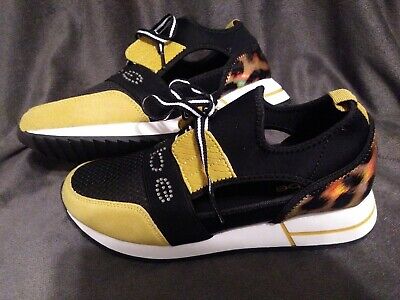 Bebe Sport Black Mustard Yellow Brienna Sneaker Shoes Size 8 M Women Ebay