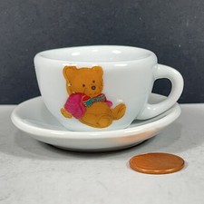 Vintage Mini Teddy Bear Teacup and Saucer Porcelain Tiny Children's