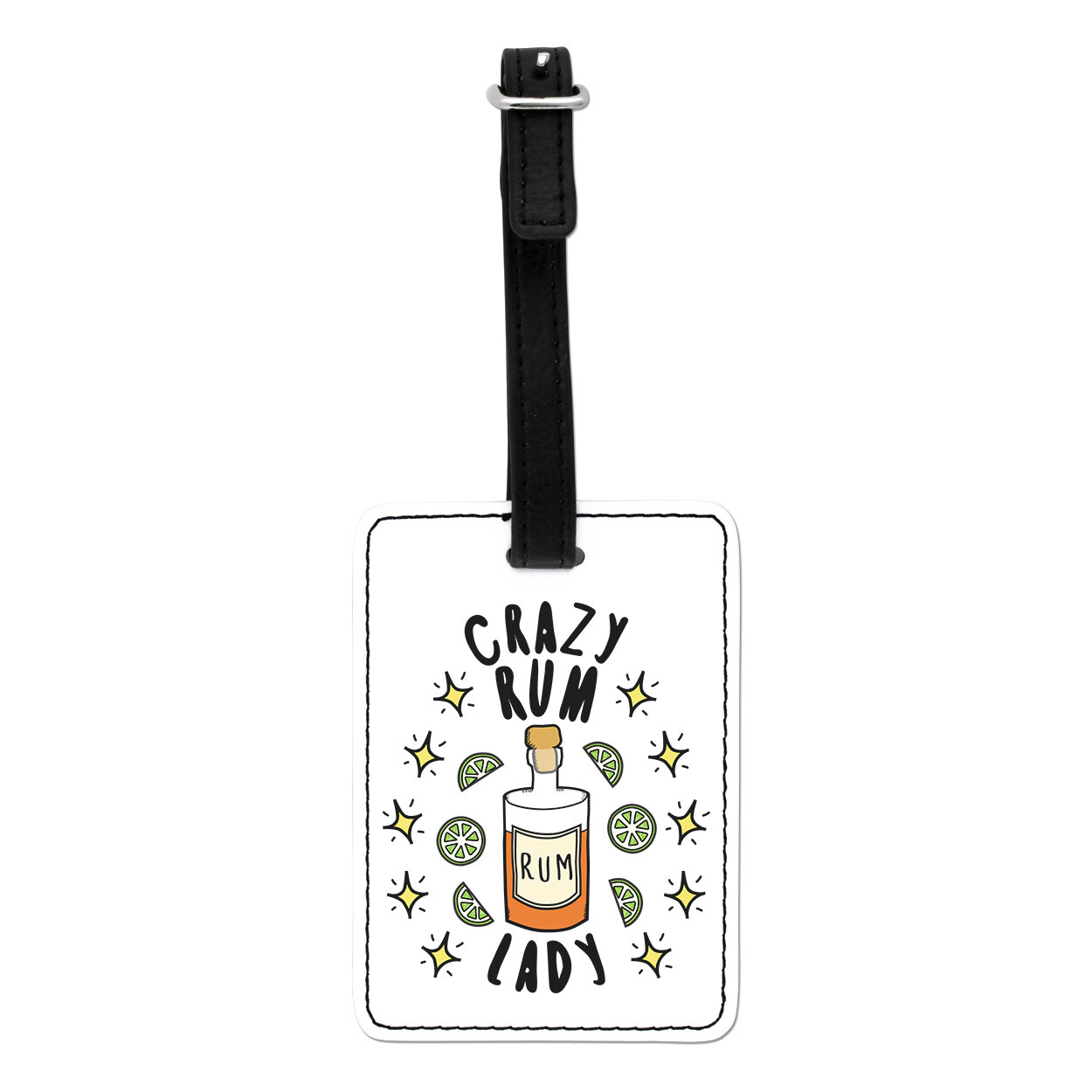 Crazy Rum Lady Stars Visual Luggage Tag Suitcase Bag Funny Joke Mum Mothers Day