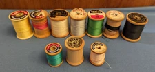 Lot of 10 vtg wooden thread spools Giant, Coats & Clark's, Star, Talon