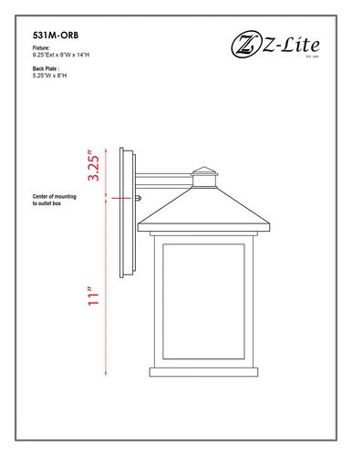 Z-Lite Portland 1 Light Outdoor Wall Light, Oil Rubbed Bronze - Picture 8 of 8