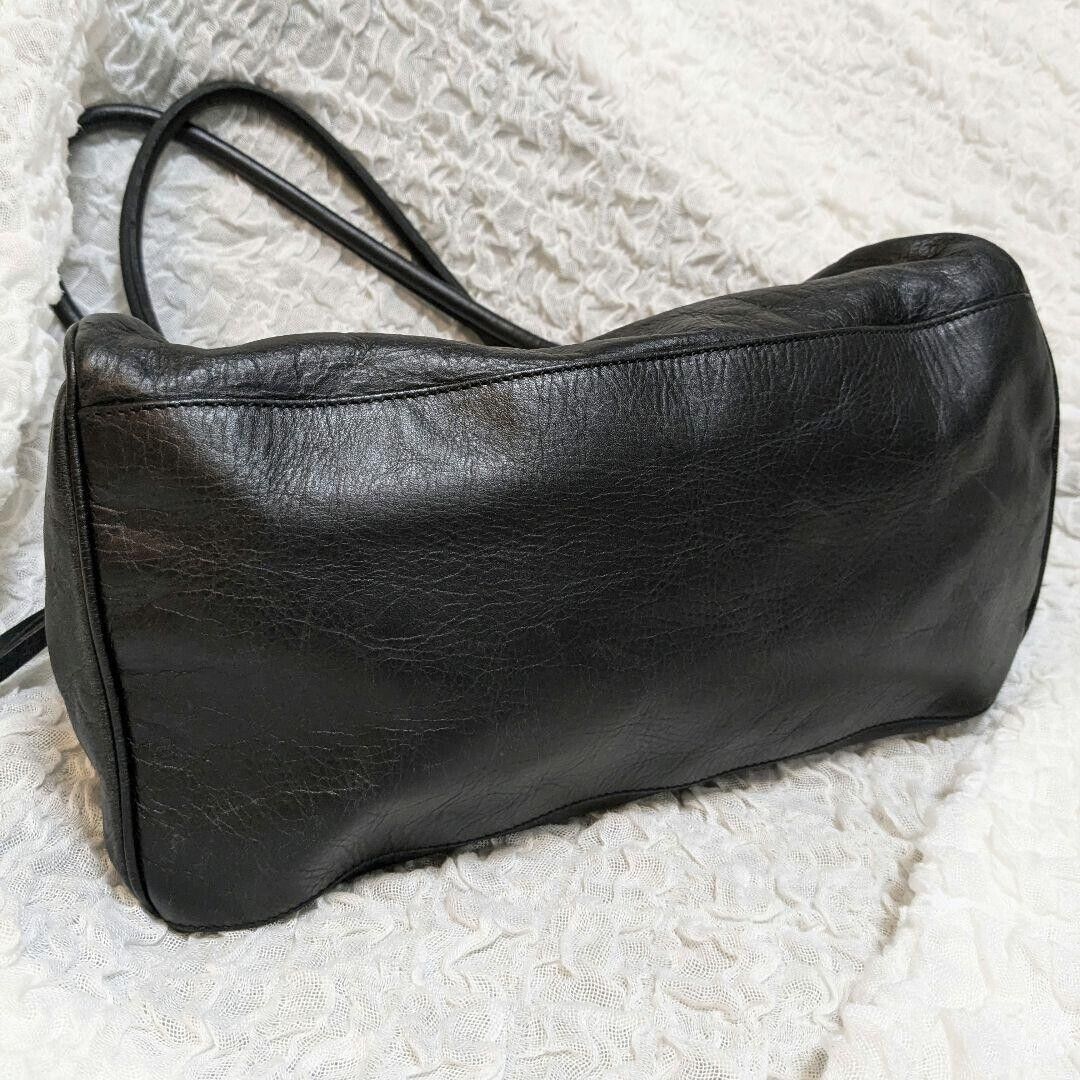 MIU MIU 00s Archive Leather Boston Bag Embossed Logo Black MIU MIU 00s Archive Leather Boston Bag Embossed Logo Black