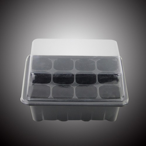 3 Pcs 18x14x6cm 12-Cells Nursery Pots Tray Lids Box For Gardening Bonsai - Afbeelding 7 van 9