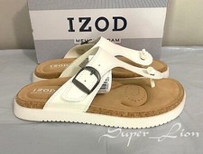 NEW IZOD Women's Charcy Adjustable Strap Memory Foam Sandal - PICK SIZE - WHITE