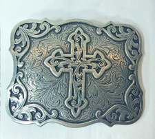 Cross Belt Buckle Silver Tone -New